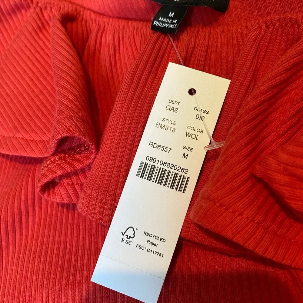J.Crew Ribbed Ruffle One-shoulder top, NWT size 8 - Picture 5 of 5